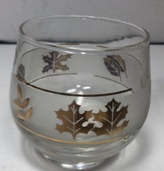 2 Libby Mcm Gold Leaf Glasses Cordial & Martini Cocktail 3 1/4” 3 3/4”