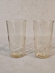 2 Vintage Light Yellow Glass Tumblers Unknown Maker 5 1/4″ T