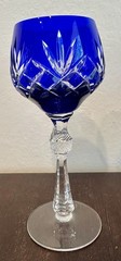 6 Vintage Cut Clear Crystal Wine Glasses Bohemian Czech West German Style 7.5”H