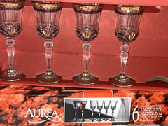 Royal Crystal Rock Italy Aurea Gold Rim Liqueur Glasses Lead 24% Set of 4 New