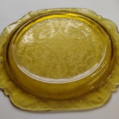 Indiana Tiara Glass Golden Amber Platter Bowls Glasses 9-pc Set