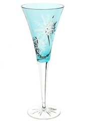 2 Waterford Aqua Blue Snow Crystals Cut to Clear Wine Champagne Flute New No Box