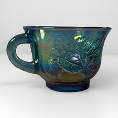 Vintage Indiana Glass Harvest Grape Blue Carnival Glass Footed Cup 6 oz