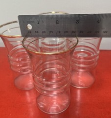 Anchor Hocking 5 Ounce Juice Flat Tumbler Ring Design w/ Gold Bands Set of 4