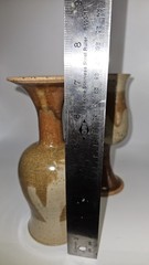 2 Studio Art POTTERY Handmade Stoneware Wine Glass GOBLET Tulip Shape Lt Tan