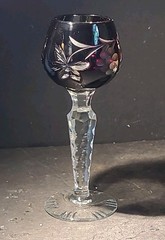 Vintage Cut To Clear Crystal Stemmed Cordial Wine Liquor Dark Amethyst