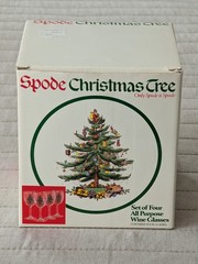 Spode CHRISTMAS TREE All Purpose WINE Glasses SETS OF FOUR in original box