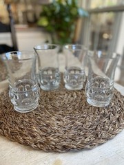 Tiffin-Franciscan King’s Crown 10 oz. Tumblers Heavy Clear Glass Set of 4 Vtg.