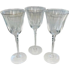 2005 Set 4 Mikasa Sonata Gold Crystal 8” Wine / Water Glasses w/Gold Rims 844