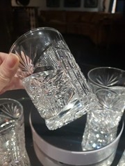 (4) Tumblers, American Brilliant Period cut glass Signed Libbey «new brilliant»