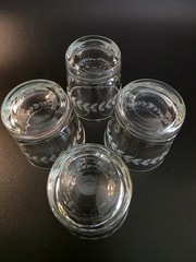 (674) MCM Anchor Hocking Laurel Grey Old Fashioned Glasses Set Of 4 *NEAR MINT