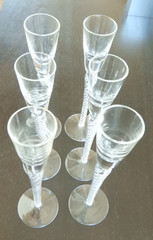 Stuart Crystal Ariel Air Twist Tall Stem Cordials 8 5/8″ Tall SET OF SIX (6)