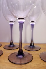 Rare Lavender Smooth Purple 6 Stemmed Water / Wine Glass Gobets Clear Bowl 8 «