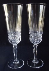 PAIR OF D’ARQUES /DURAND ‘VILLENEUVE’ 24% LEAD CRYSTAL CHAMPAGNE FLUTES 14oz