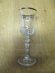 Royal Crystal Rock Italy AUREA GOLD Wine Glass 7 3/8″ Ribbed Clear 9 available