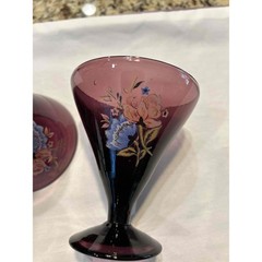 Amethyst Stemware Floral Liqueur Glasses
