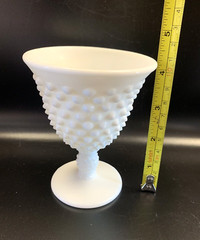 Set Of 2 Fenton Milk Glass Hobnail Small Wine Goblets Flared Rim VERY RARE 4.25″