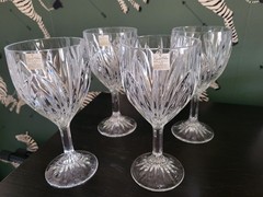 Vintage BOHEMIA Crystal Glasses Goblets «Elise» pattern 7 1/4” -Czech – SET OF 4
