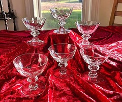Heisey Crystolite Champagne / Sherbet, Set of 6, 4″H, 3 3/4″Diam Thin Blown V VG