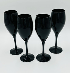 Vintage Set Of 4 Mikasa Crystal Black Elegance Amethyst Wine Glasses 9″