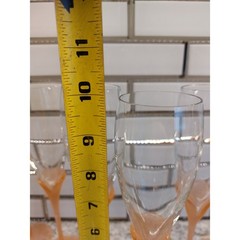 Set Of 7 Fluted Champagne Glass~ Amaryllis (Coral Satin) by Colony