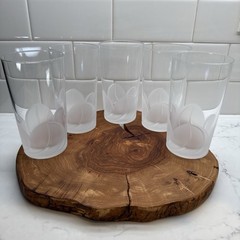 SET OF 5 CRISTAL D’ ARQUES FLORENCE FROSTED PETALS HIGHBALL GLASSES 5 3/8 IN