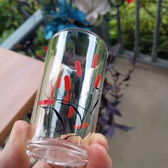 6 Hand Painted Cattail 3 3/4″ 4 oz. Water Glass Tumblers Original Vintage Lot