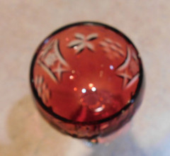 Bayel Golden Crown E&R France red cut to clear crystal wine glass