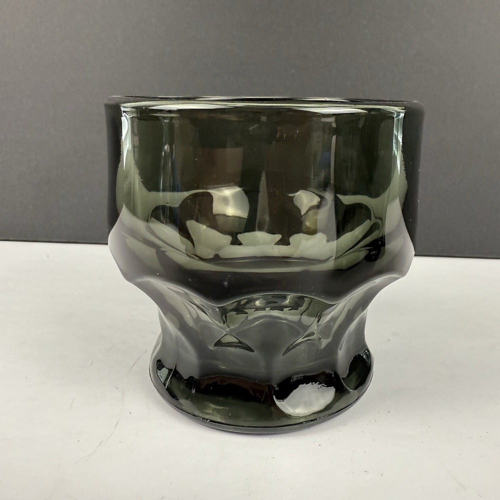 Vintage Anchor Hocking Georgian Glass Honeycomb Smoke Grey 3″ Juice Water Cup.