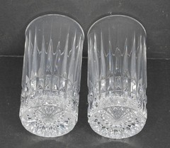 Vintage Fostoria Heritage Clear Crystal Highball Glasses Tumblers Pair Set of 2