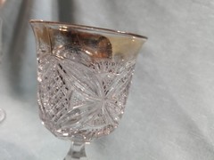 Broughton Pattee Cross Goblet U.S. Glass 15112 Clear 1909 Antique Gold Trim