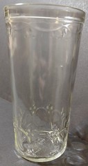 Vintage Clear Pressed Glass Drinking Tumbler with Embossed Decorative Details