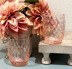 Set Of 2 AC Murano Rose Quilted Textured 4” Tumbler Glasses – Made in Italy