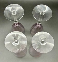 Lilac and Clear Vintage Wine Glasses Set of 4