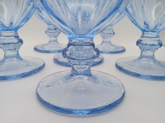 6 Vintage Libbey Duratuff Misty Blue Glass Drinking Goblets