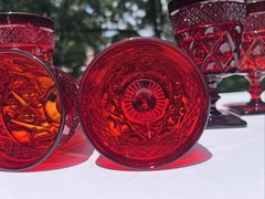6 Beautiful Imperial Glass Cape Cod Red 5 1/4” Water Goblets 8 Oz