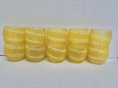 Vintage Spaghetti String Glasses, Lot Of 14 Roly Poly 3.25” Color Craft Tumblers