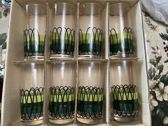 Set of 8 Libbey Glassware Wrought Iron pattern vintage glasses Retro Barware
