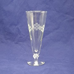 Anchor Hocking Cubist Pilsner Glass Clear Etched Design Collectible Drinkware