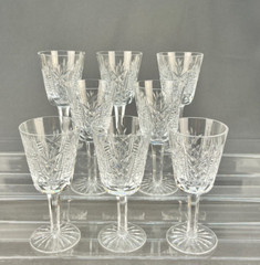 8 Waterford Cut Crystal CLARE 5 5/8″ White Wine Glasses: MINT
