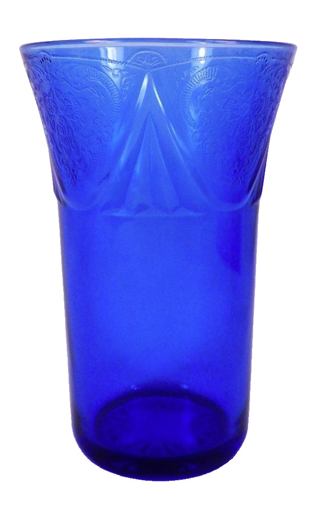 Blue Royal Lace Tumbler 12 oz. Hazel Atlas Depression Glass Vintage Good
