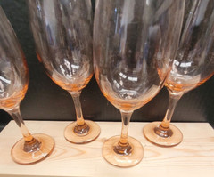 *Set of 4* ROSE/CORAL/PINK/SALMON 8.25″ Wine/Water/Spritzer Glasses/Modern