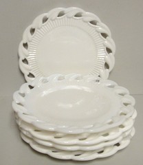 Fostoria WISTAR MILKGLASS 8-1/4″ Luncheon Plates SOLD IN SETS OF FIVE
