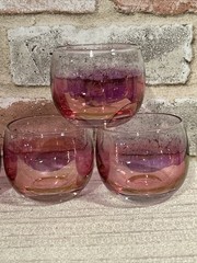 Lot Of Six (6) Pink Iridescent Roly Poly Bar~Drink Glasses