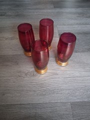 Set Of 4, Vintage Ruby Red Cups