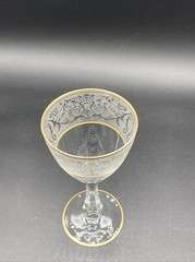 Glastonbury Lotus Brocade, Gold Trim: Wine Goblet 6″ Tall