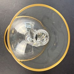 Lyngby Seagull Champagne Coupe Glass Danish Crystal Gold Rim Twisted Stem.