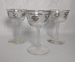 Libby Silver Leaf Frosted Cocktail Champagne Glasses Vintage Set Of 6 Fancy Fall