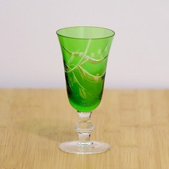 Hand Carved Green Colored Small Goblets Brandy Whisky Wine Glass 120ml Party Use