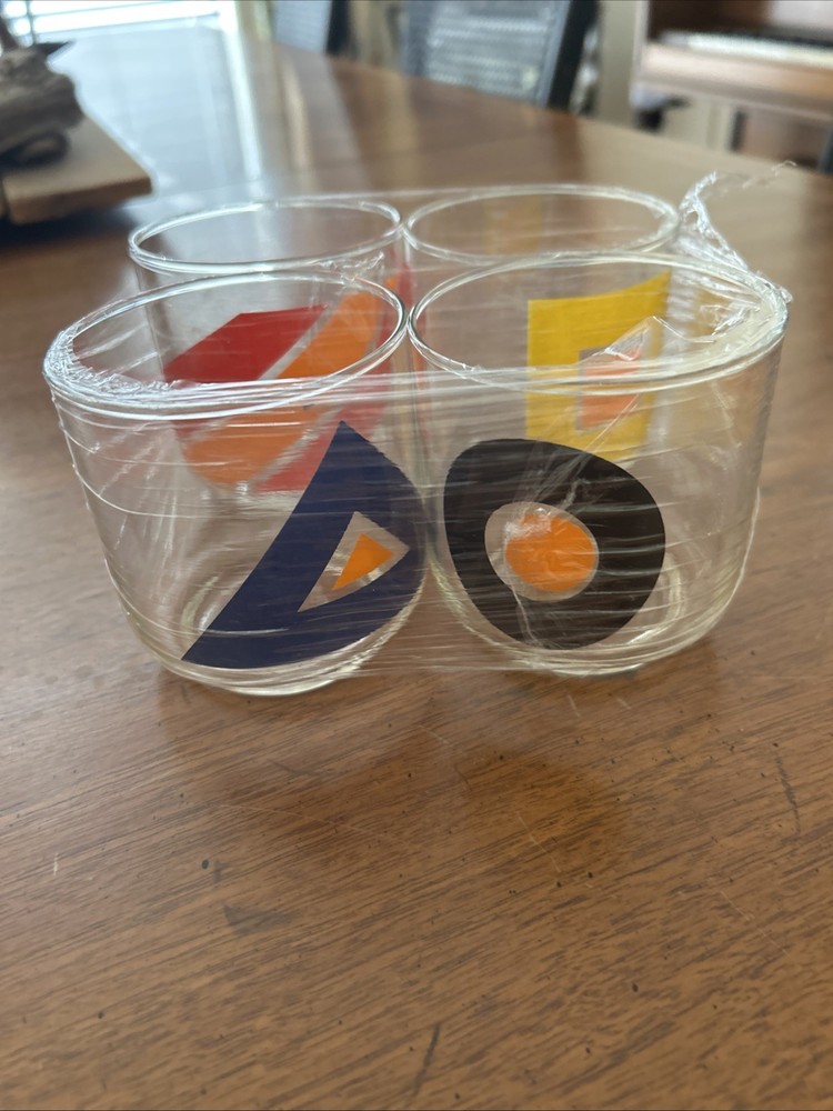 Libby Vintage Glasses Set Of 4 Geometric Print